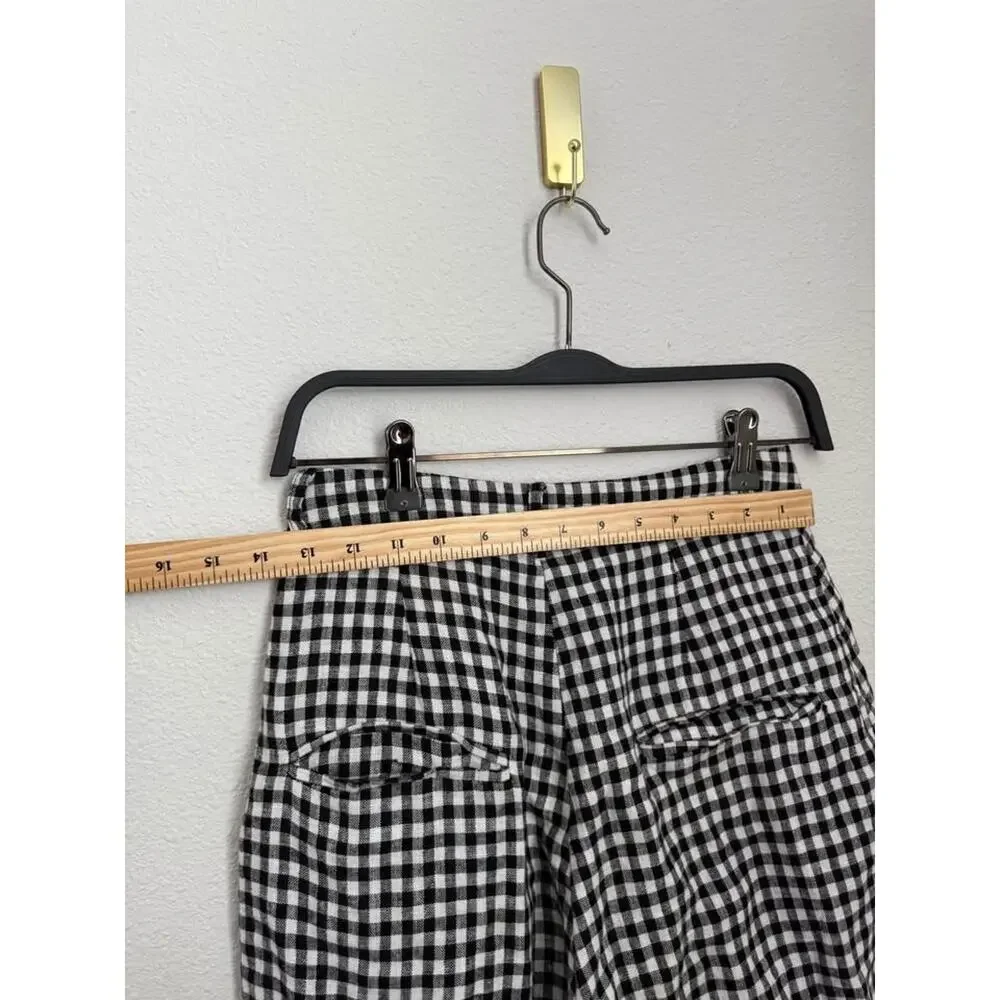 Reformation Women’s Classic Plaid Linen High Waisted‎ Trousers Sz 0